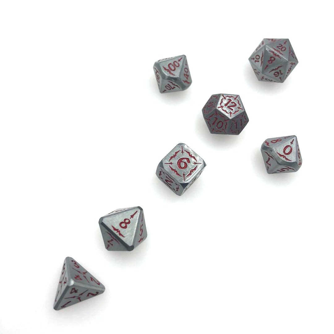 Personalized Polyhedral Zinc Alloy Brass Red Silver Blank Custom Polyhedral Metal Dnd Dice Set Game Metal Dice