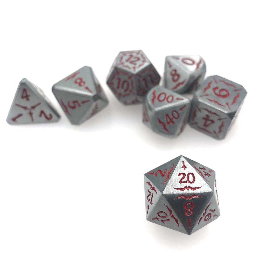 Personalized Polyhedral Zinc Alloy Brass Red Silver Blank Custom Polyhedral Metal Dnd Dice Set Game Metal Dice