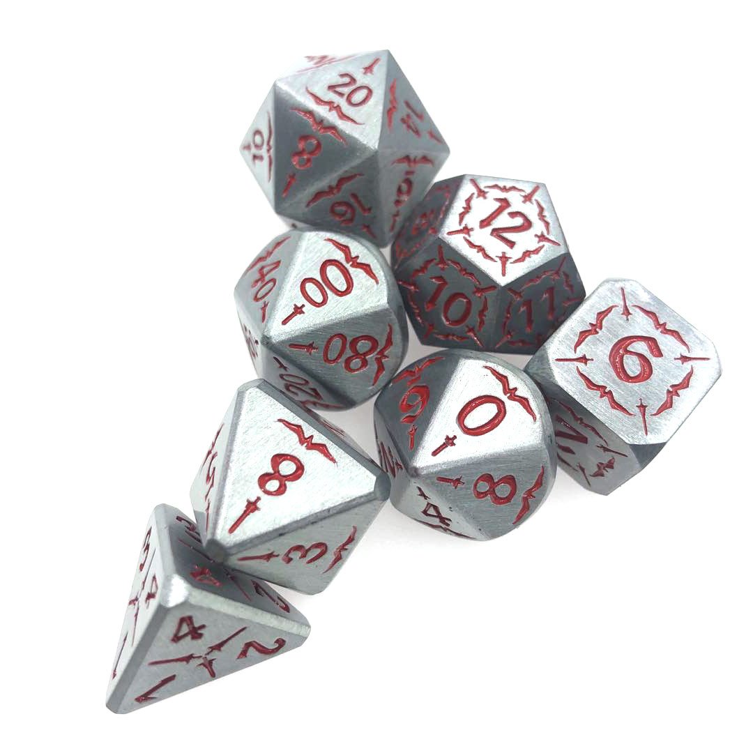 Personalized Polyhedral Zinc Alloy Brass Red Silver Blank Custom Polyhedral Metal Dnd Dice Set Game Metal Dice