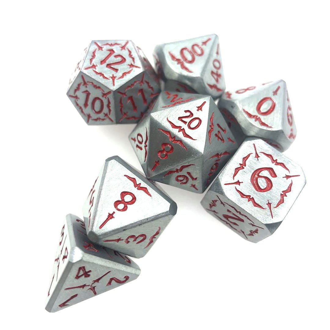 Personalized Polyhedral Zinc Alloy Brass Red Silver Blank Custom Polyhedral Metal Dnd Dice Set Game Metal Dice