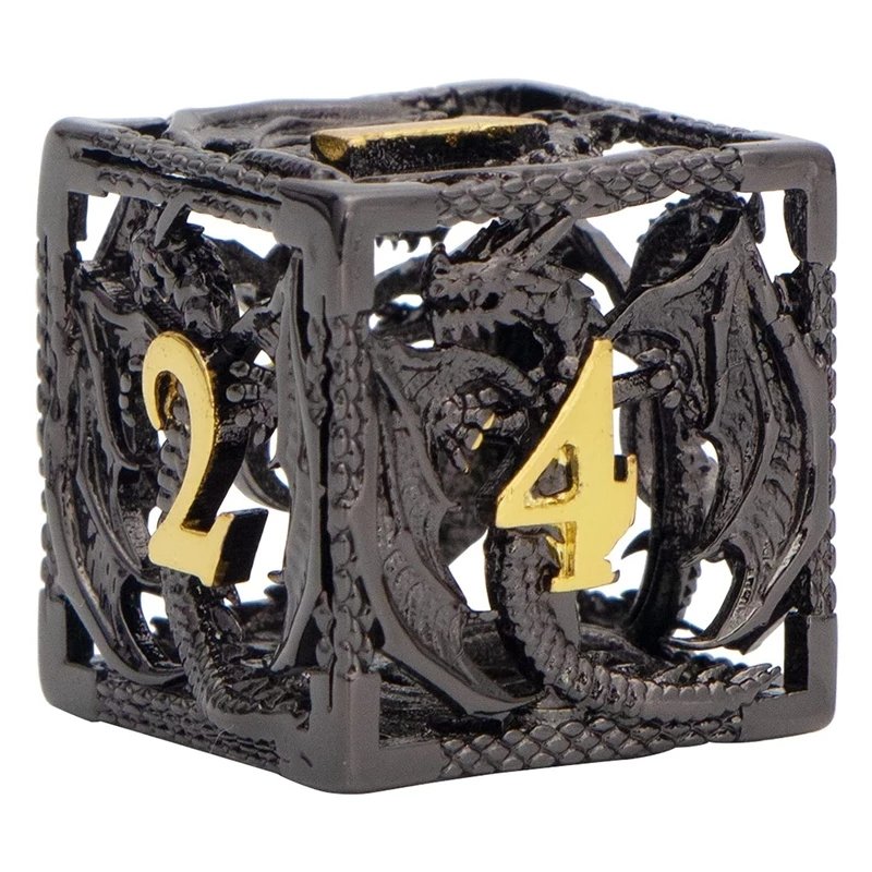 Professional Casino Black Blue Metal DND Dice Set D&D W/ Gift Metal Case Polyhedral Dice for Dungeons and Dragons-Double Edged