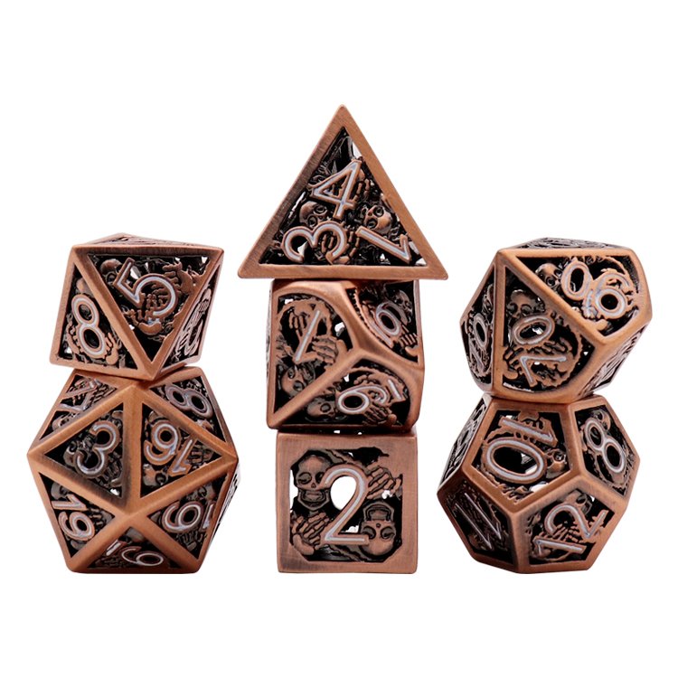Professional Casino Black Blue Metal DND Dice Set D&D W/ Gift Metal Case Polyhedral Dice for Dungeons and Dragons-Double Edged