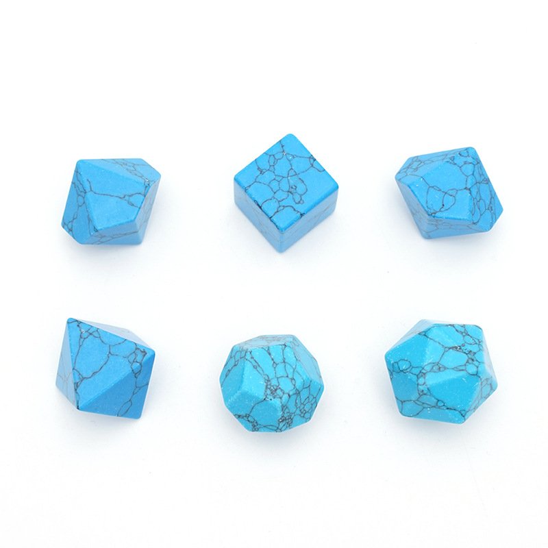 Custom Logo Artificial Stone Blue Turquoise Dungeons and Dragons RPG Board Game Dice Polyhedral DND Gemstone Dice Set