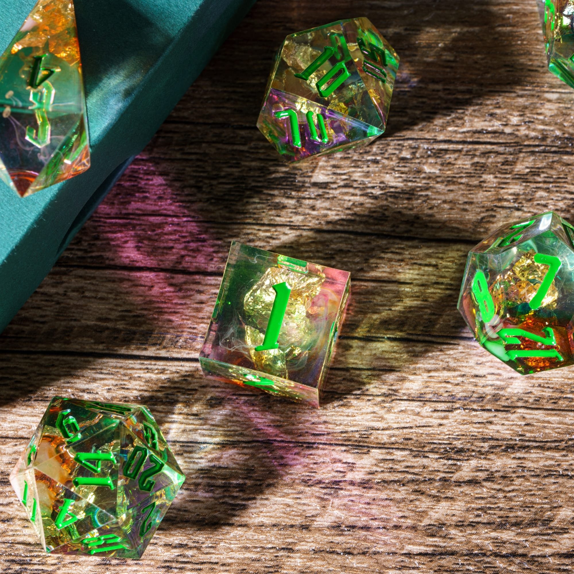 Udixi Polyhedral custom logo rpg dungeons and dragons Handmade Colorful Electroplating Dice Set