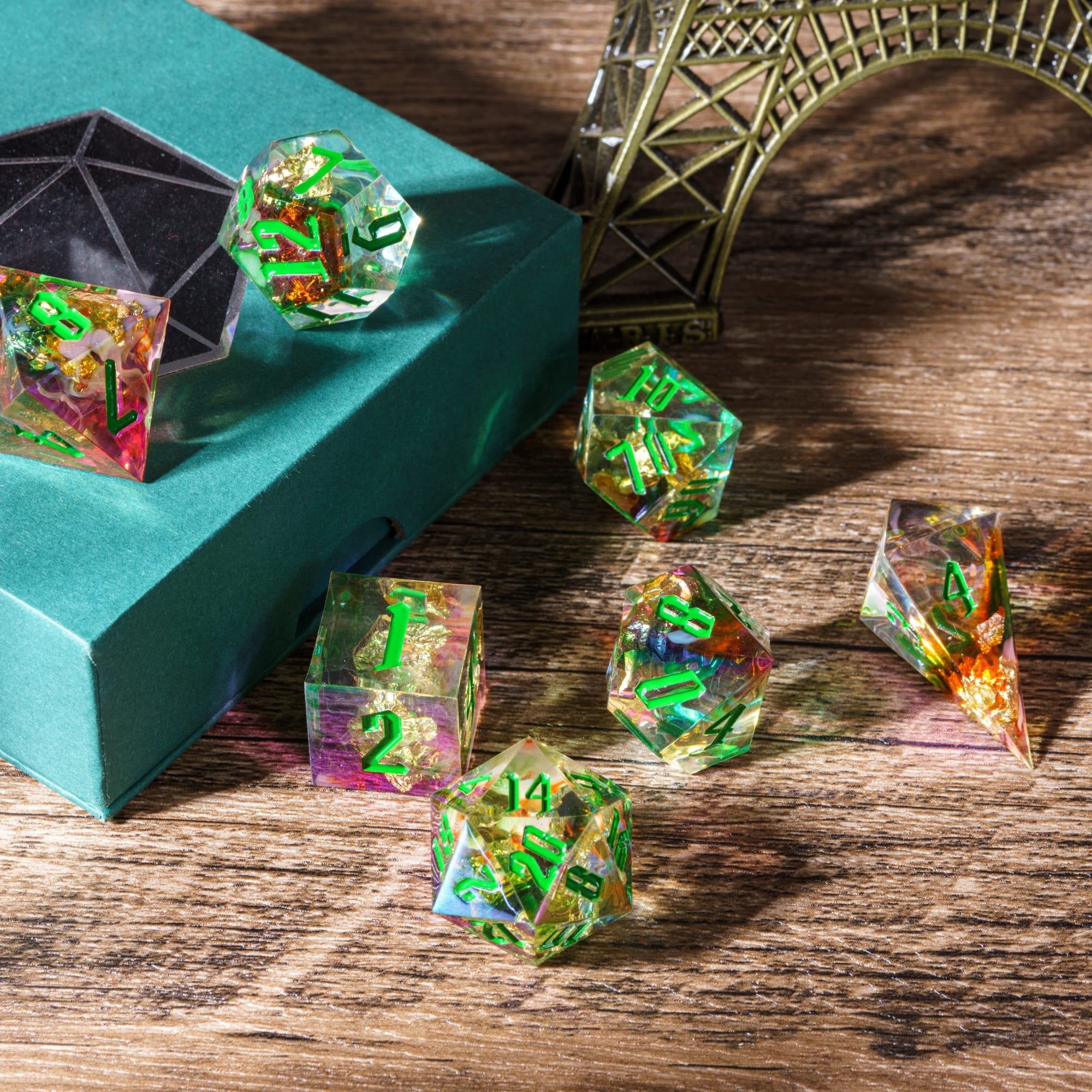 Udixi Polyhedral custom logo rpg dungeons and dragons Handmade Colorful Electroplating Dice Set