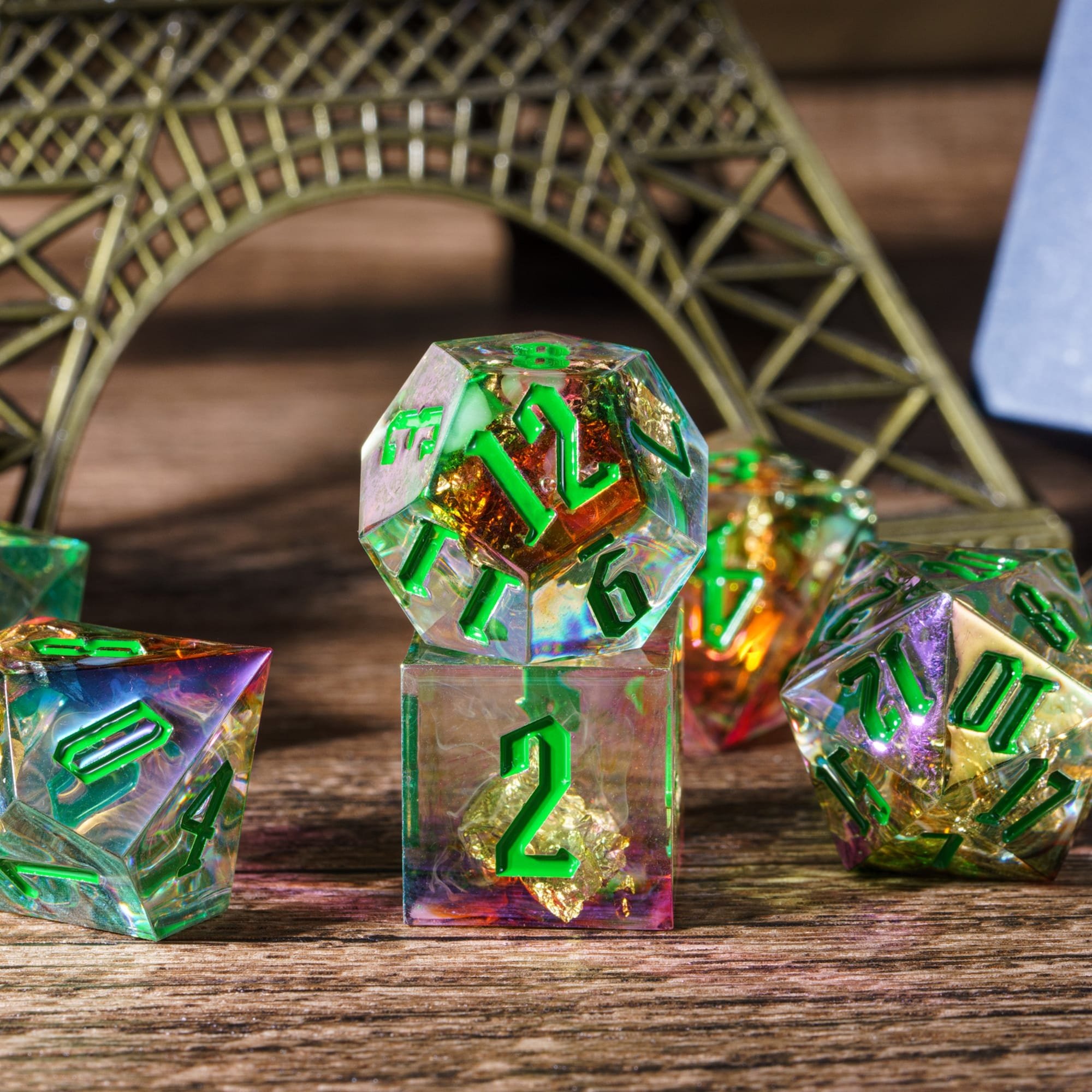 Udixi Polyhedral custom logo rpg dungeons and dragons Handmade Colorful Electroplating Dice Set