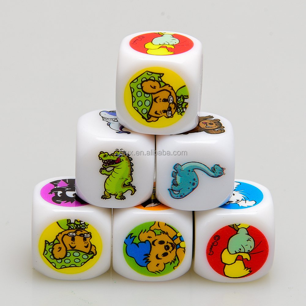 Acrylic new board game 4 color heat transfer printing logo d6 10mm 12mm 14mm 16mm 18mm 20mm 25mm 30mm game dice