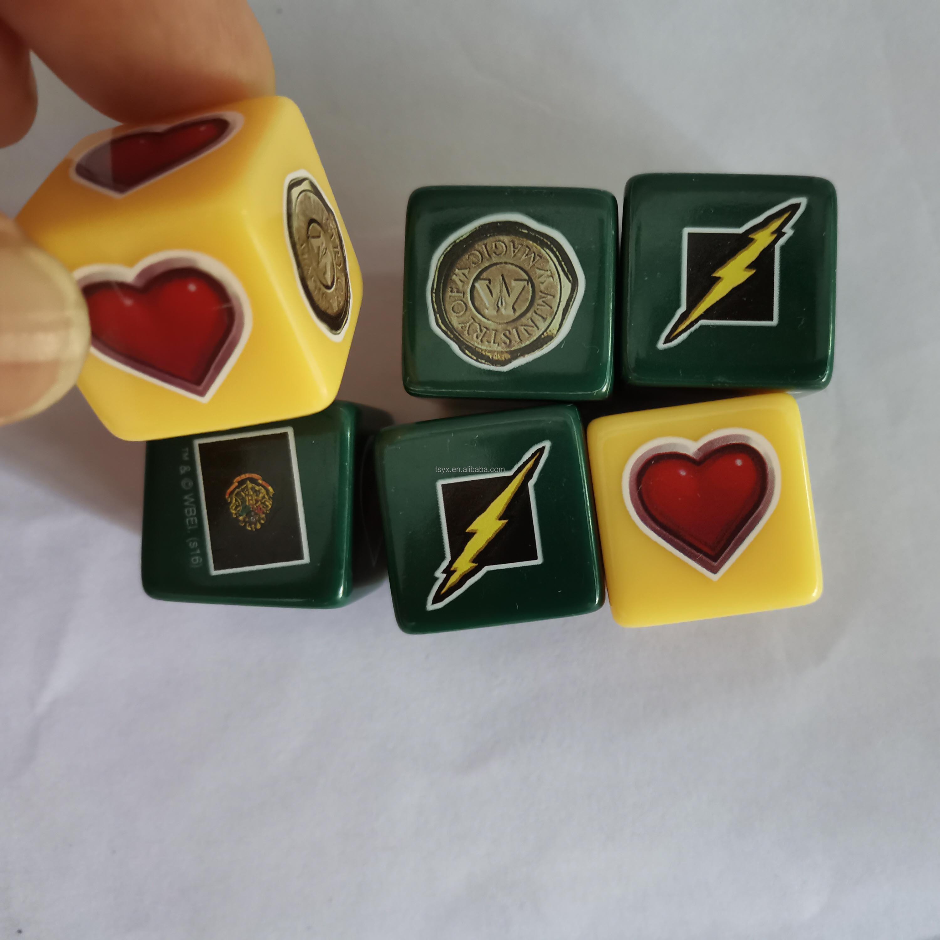 Acrylic new board game 4 color heat transfer printing logo d6 10mm 12mm 14mm 16mm 18mm 20mm 25mm 30mm game dice