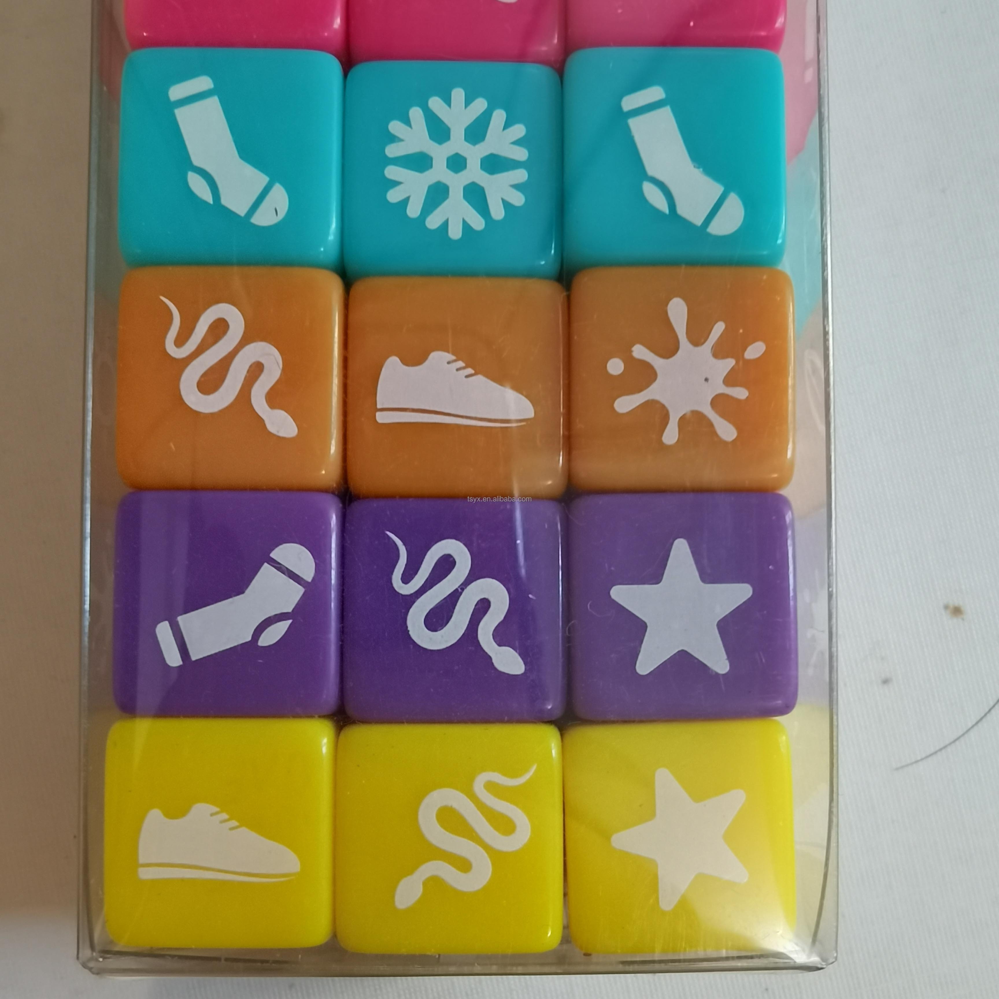 Acrylic new board game 4 color heat transfer printing logo d6 10mm 12mm 14mm 16mm 18mm 20mm 25mm 30mm game dice