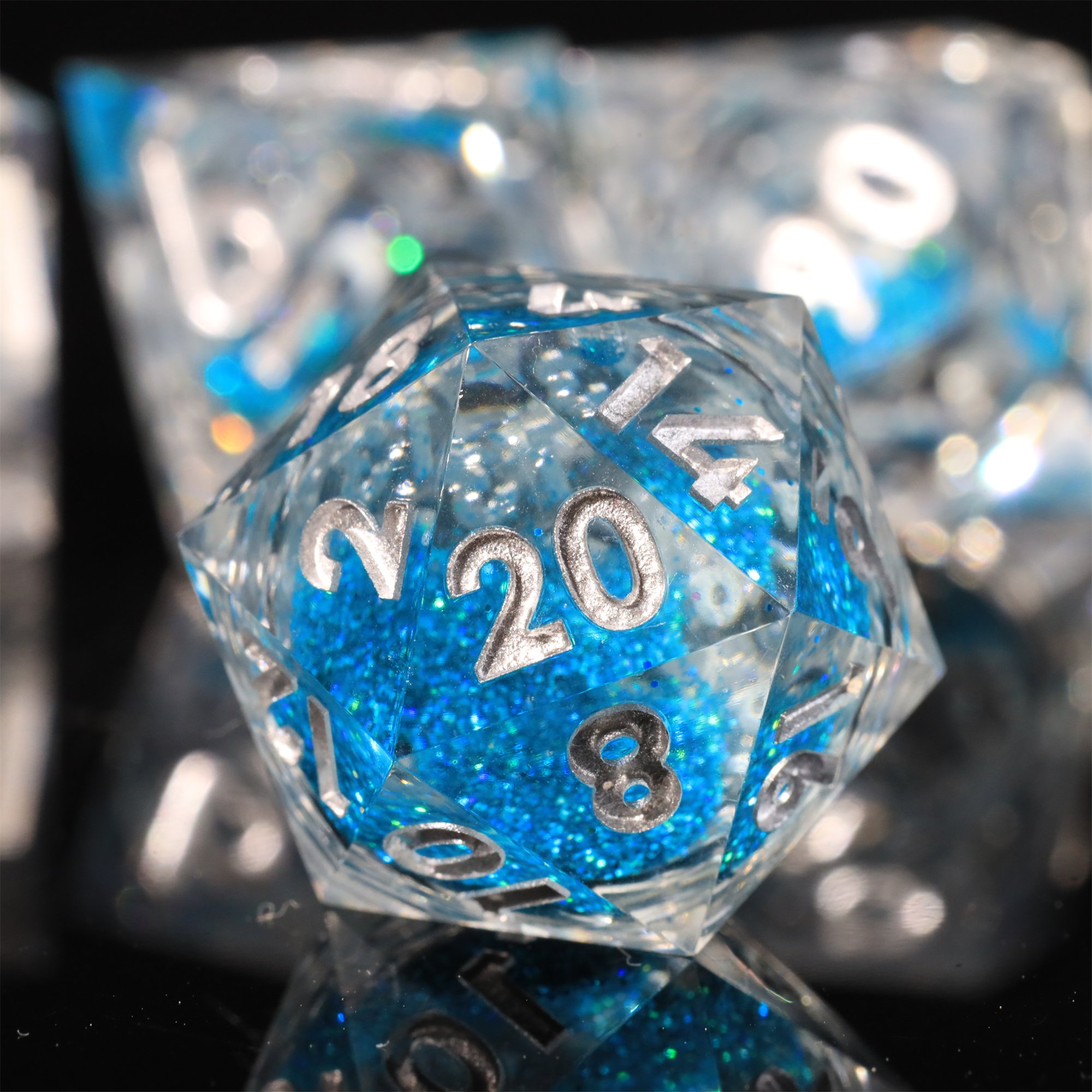 MINI PLANET Liquid Core Dice With Sharp Edges DND Dice Set 7pcs For TRPG Handmade Polyhedral Dice Set Custom and Wholesale DND