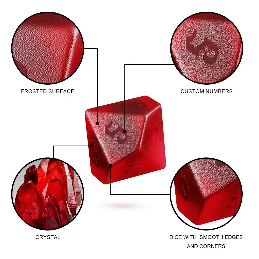 Dices Custom Logo Frosted D4 D6 D8 D10 D12 D20 DND RPG Gemstone Polyhedral Red Dice Sets For Table Board Game