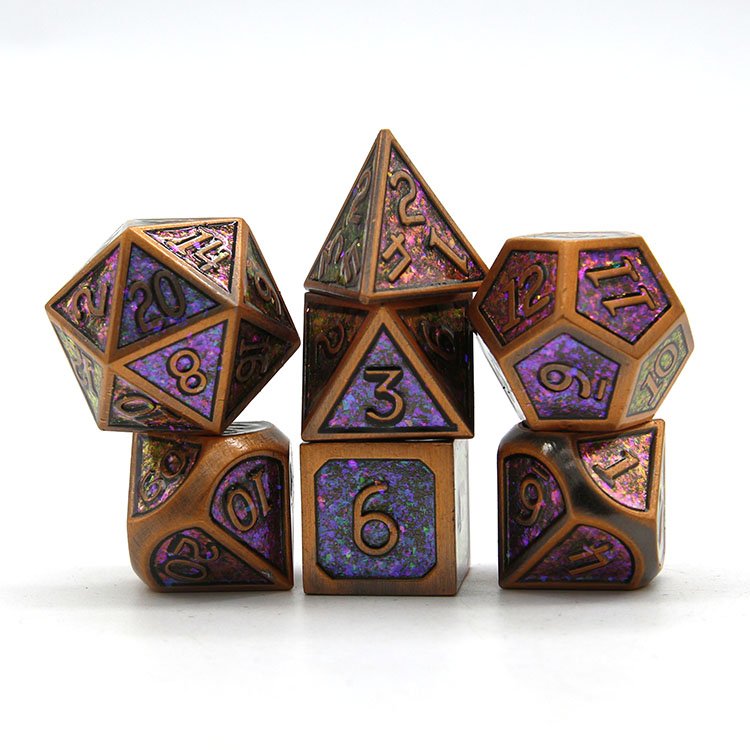 Custom High Quality Dungeons & Dragons Board Game Accessories Colorful Glitter Dice Metal