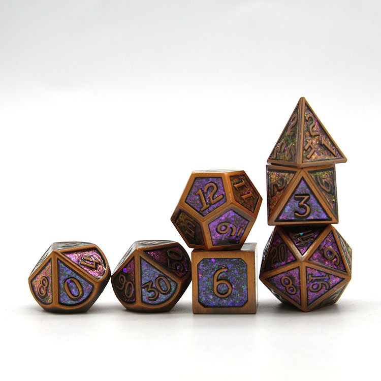 Custom High Quality Dungeons & Dragons Board Game Accessories Colorful Glitter Dice Metal
