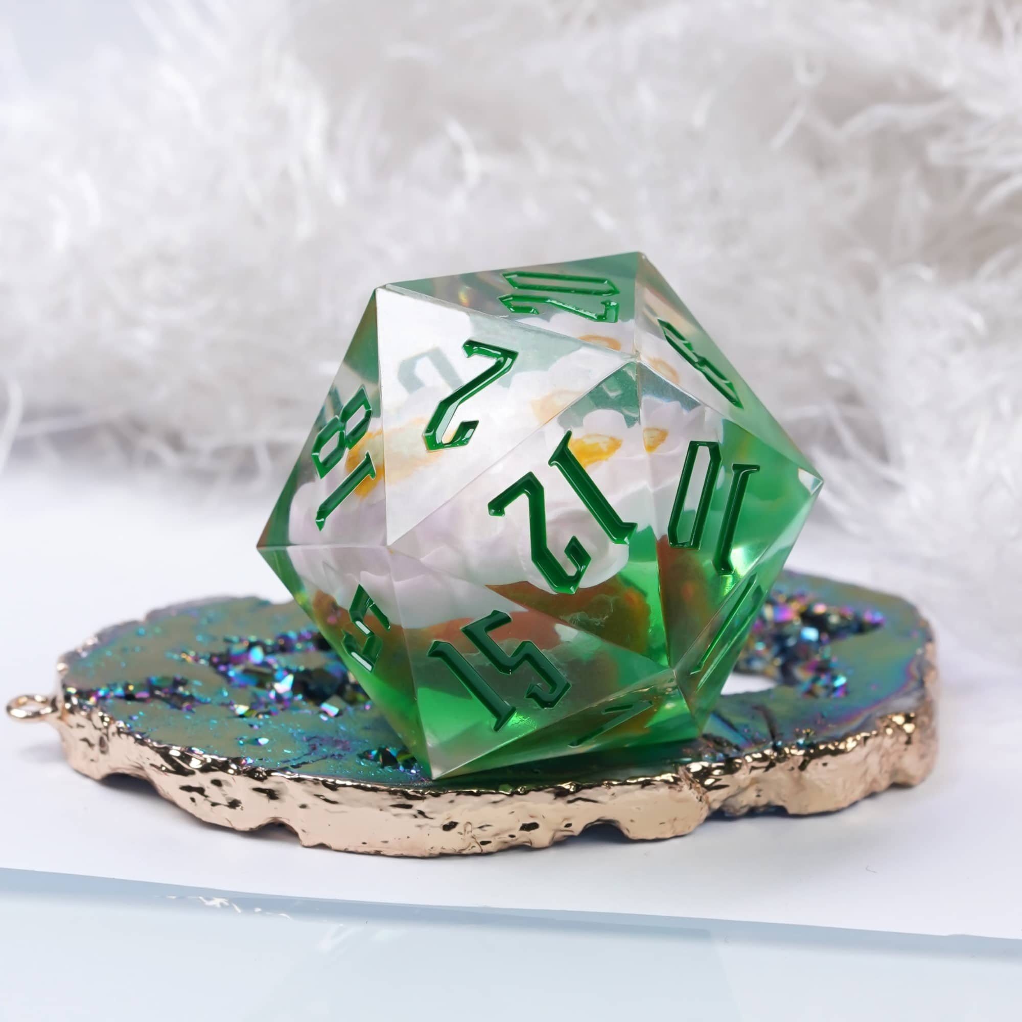Udixi polyhedron dungeons and dragons custom logo resin sharp edge 20 sides rpg 33mm D20 dice
