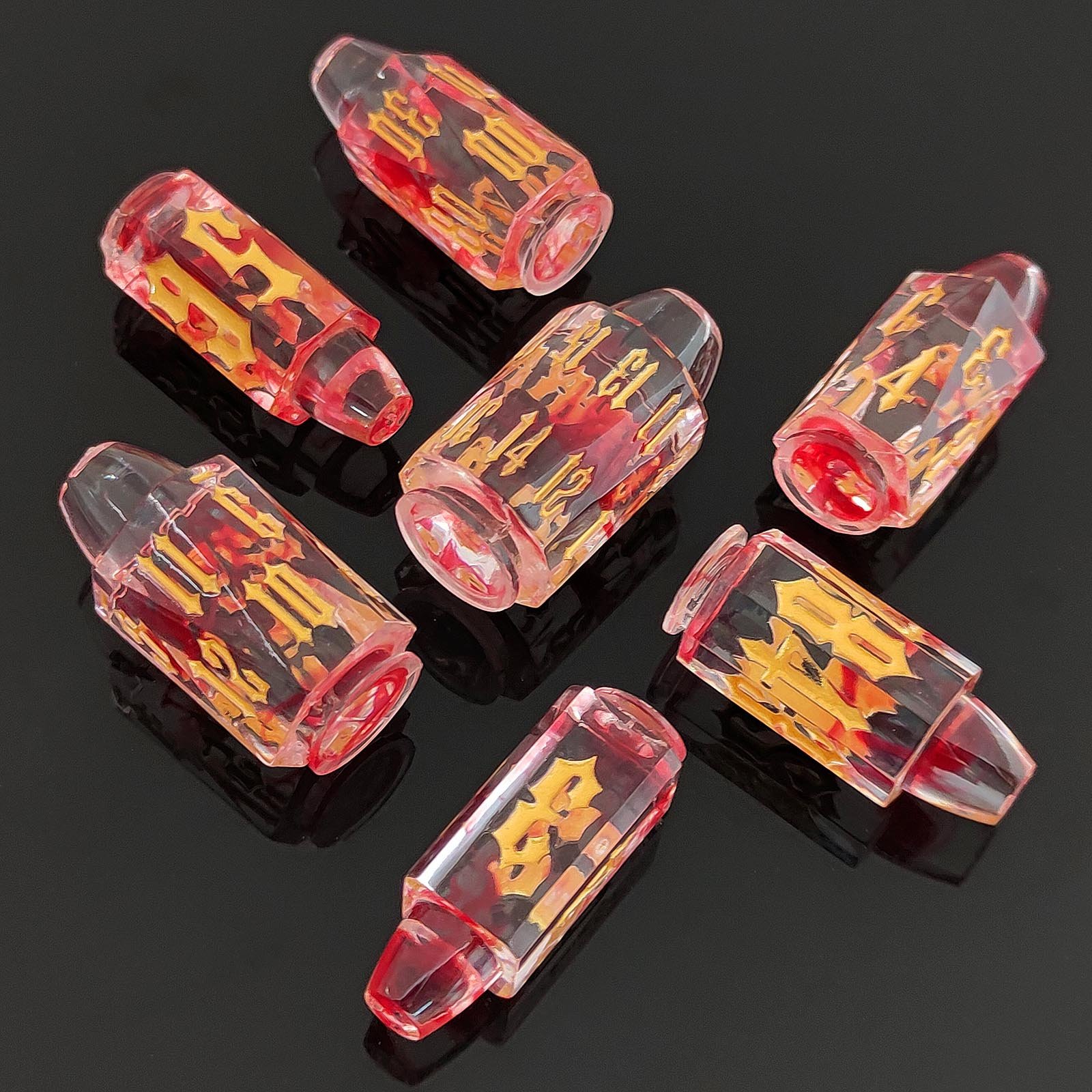 Crime Theme Cyberpunk Roleplaying Game Dice Transparent Epoxy Resin Bullet Dice Set for DND