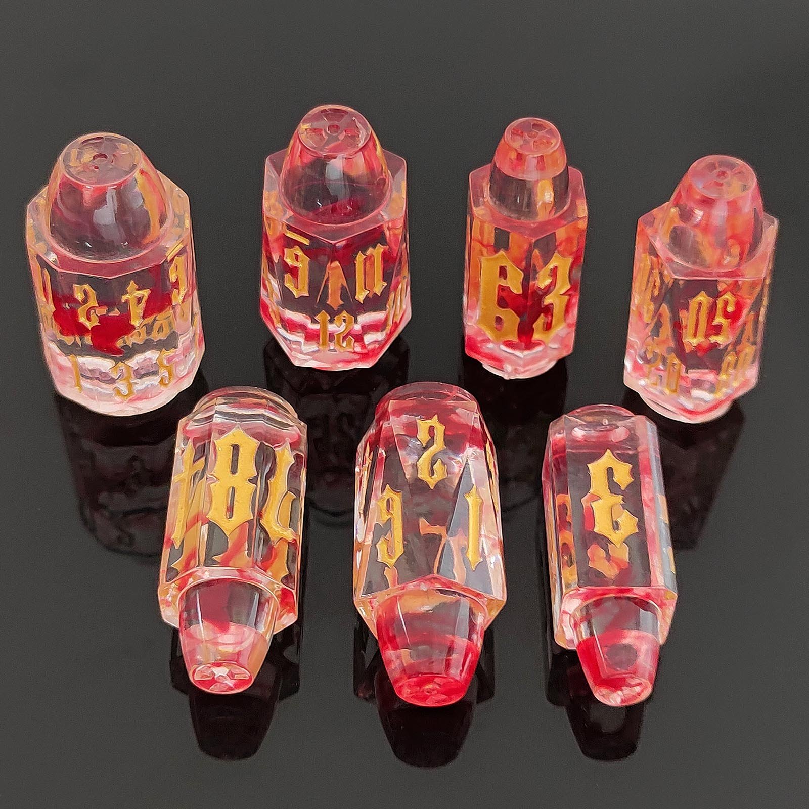 Crime Theme Cyberpunk Roleplaying Game Dice Transparent Epoxy Resin Bullet Dice Set for DND