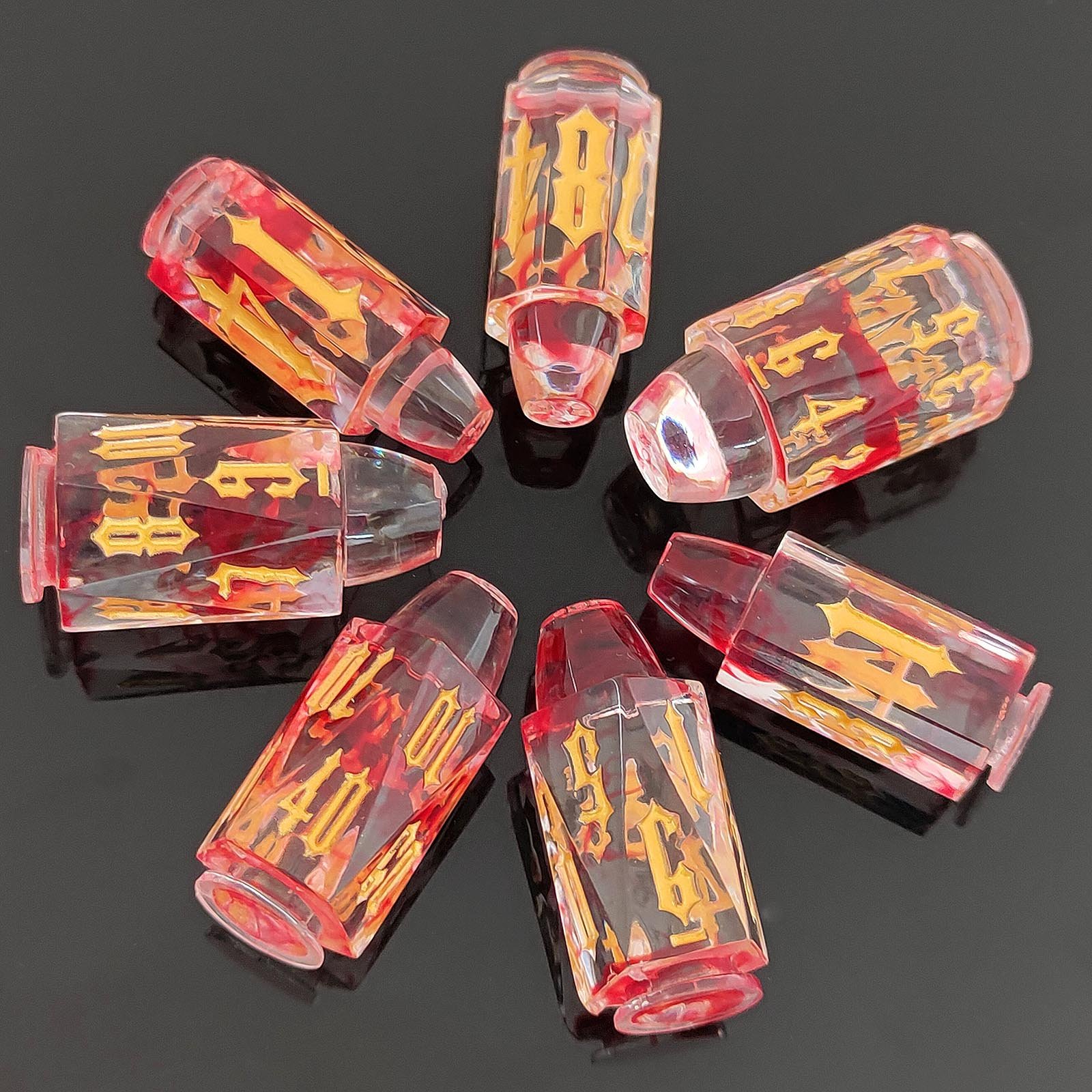 Crime Theme Cyberpunk Roleplaying Game Dice Transparent Epoxy Resin Bullet Dice Set for DND