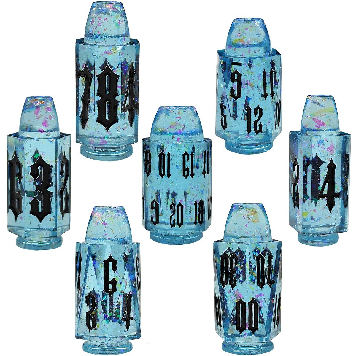 Crime Theme Cyberpunk Roleplaying Game Dice Transparent Epoxy Resin Bullet Dice Set for DND