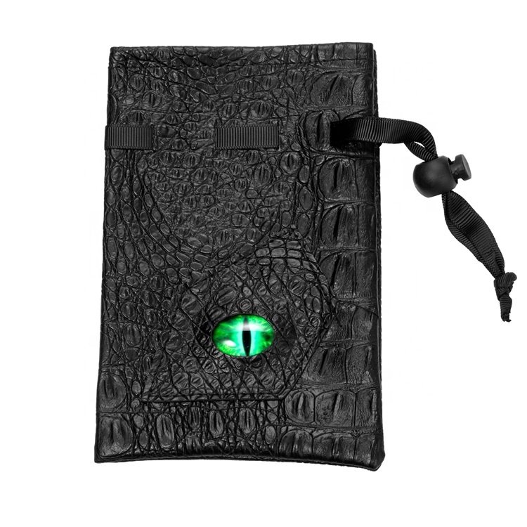Drawstring Travel Dice Storage Pouch Custom Dragon Eye RPG DND Leather Dice Bag