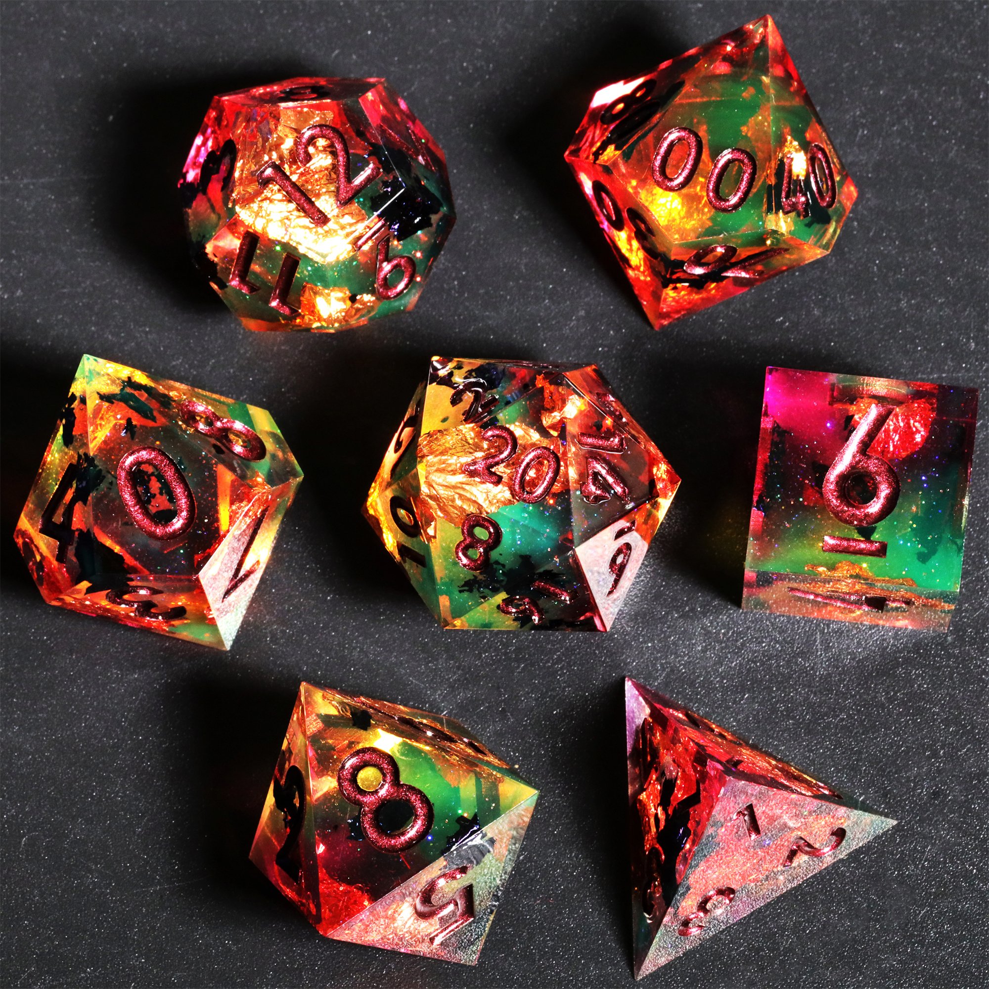 MINI PLANET Colorful DND Dice Set Wholesale Custom Resin Dice TRPG Dungeons&Dragons Board Games Handmade Polyhedral Dice Set