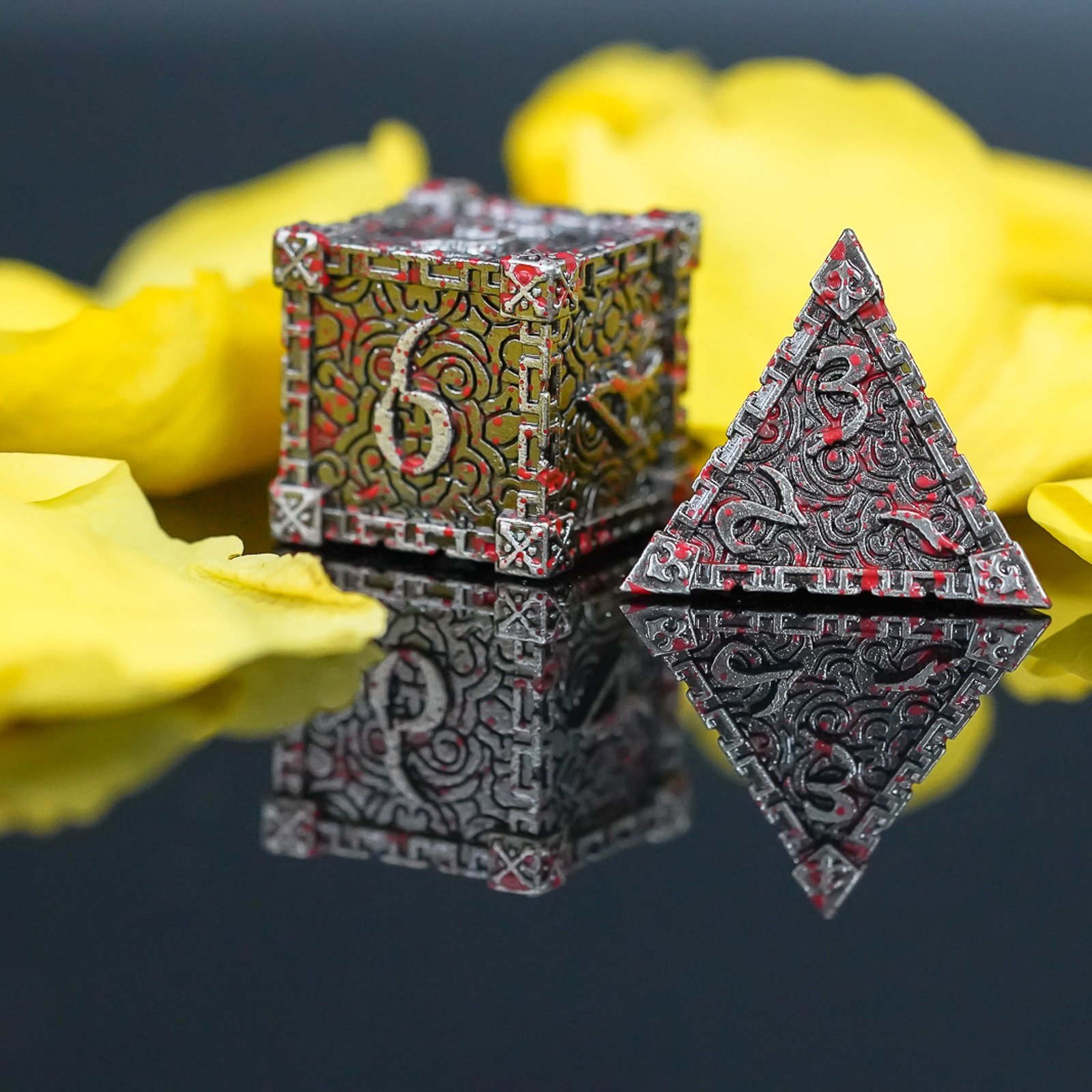Udixi Metal Polyhedral custom logo rpg dungeons and dragons dice game set Blood Dagger