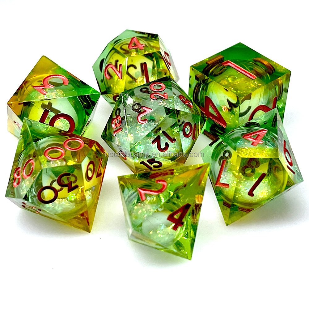 Hot Sale Factory Directly Liquid Core Dice Rolling eye Liquid filled Sharp Edge Hard Edge Dice for RPG DND and other Games