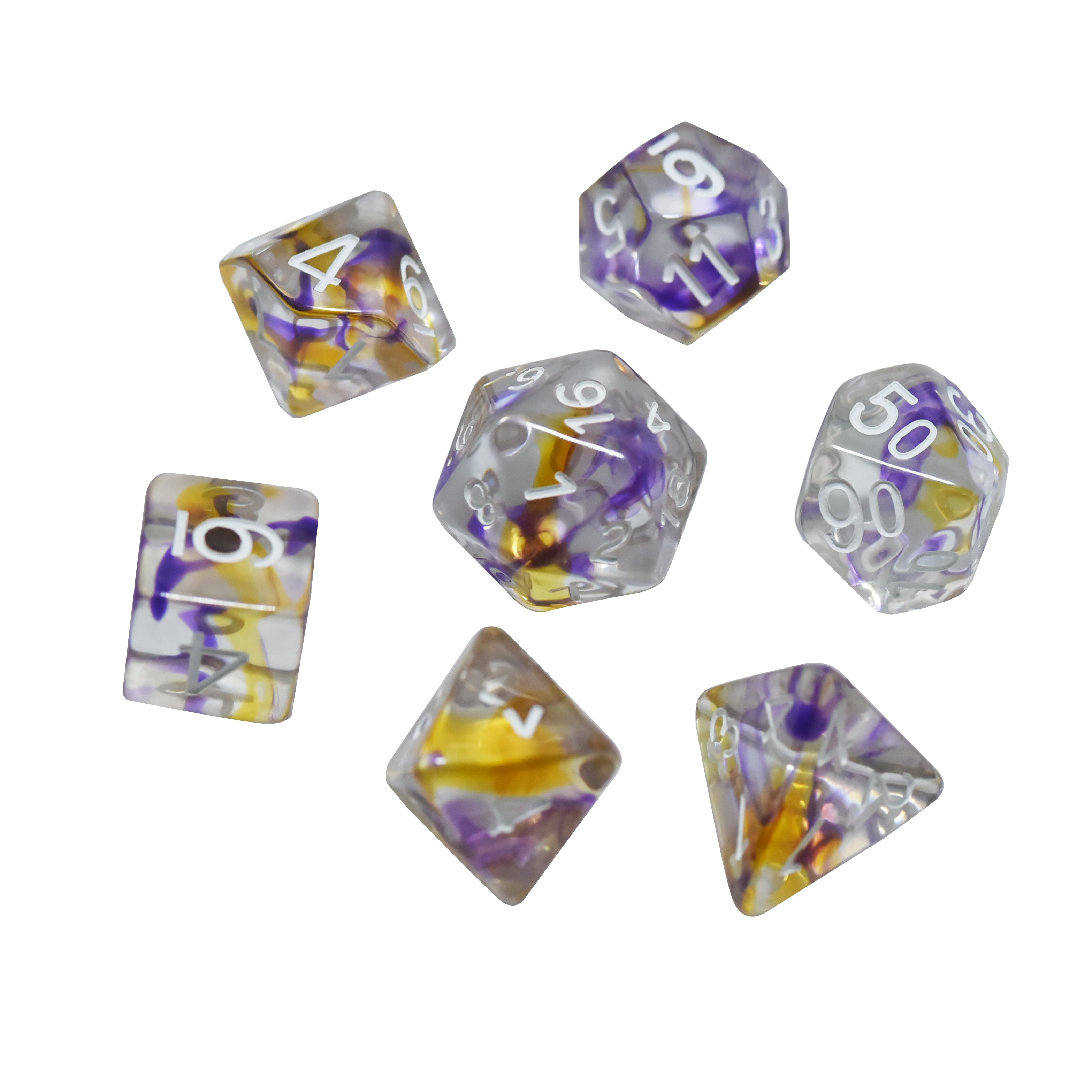 Handmade 16Mm Polyhedral Dungeons Dragons Dnd Resin Plastic Playing Dice Blue Transparent Cube 7Pcs Set