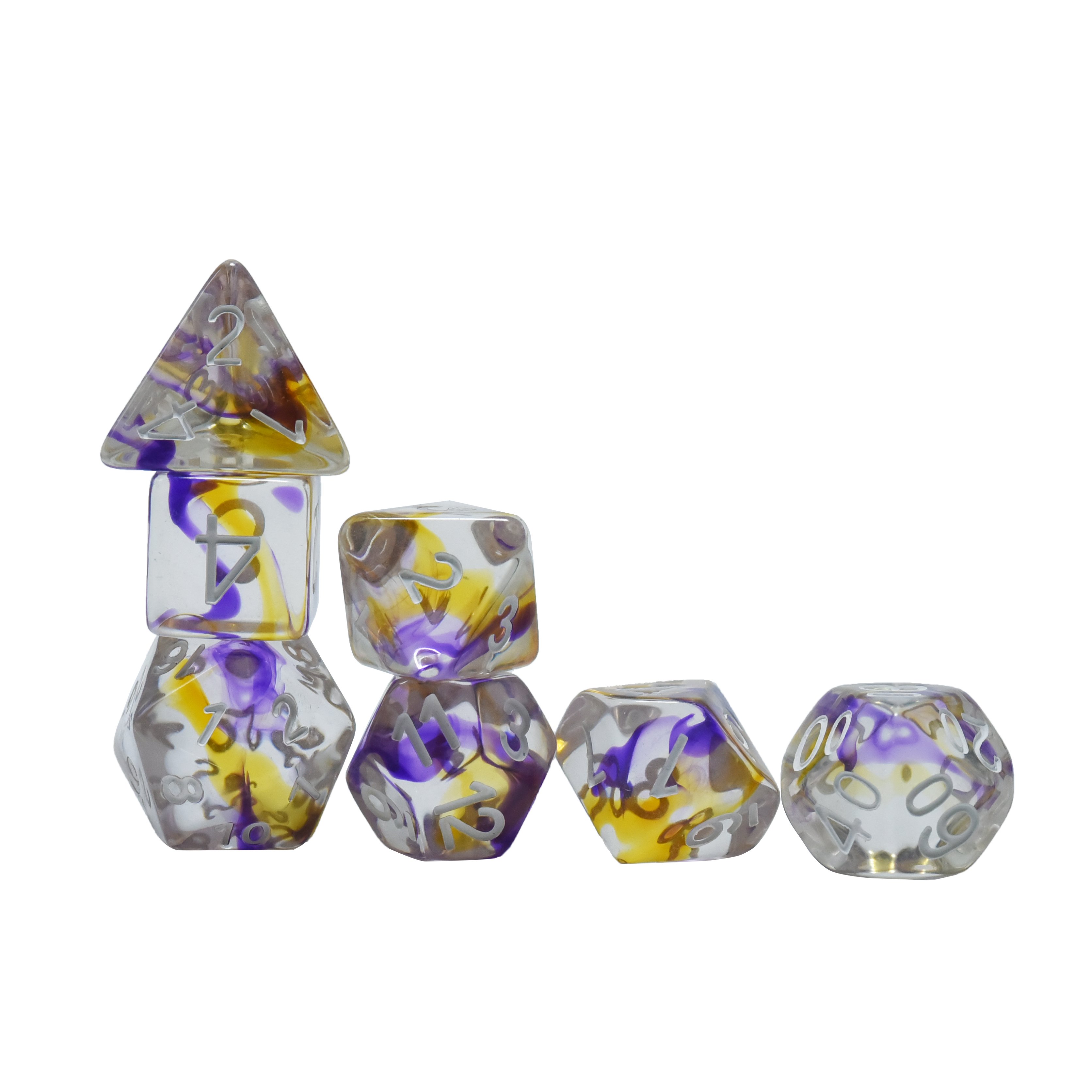 Handmade 16Mm Polyhedral Dungeons Dragons Dnd Resin Plastic Playing Dice Blue Transparent Cube 7Pcs Set
