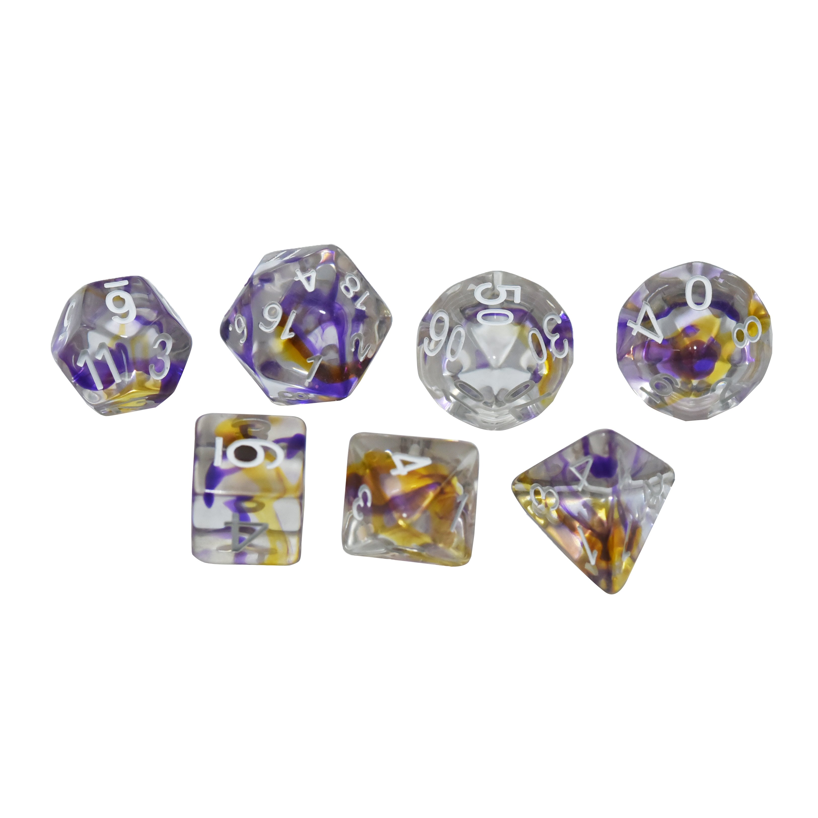 Handmade 16Mm Polyhedral Dungeons Dragons Dnd Resin Plastic Playing Dice Blue Transparent Cube 7Pcs Set