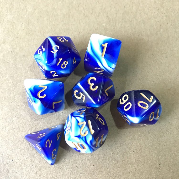 Custom colored acrylic plastic double-color dice customized game set 7pcs polyhedral dnd resin dice