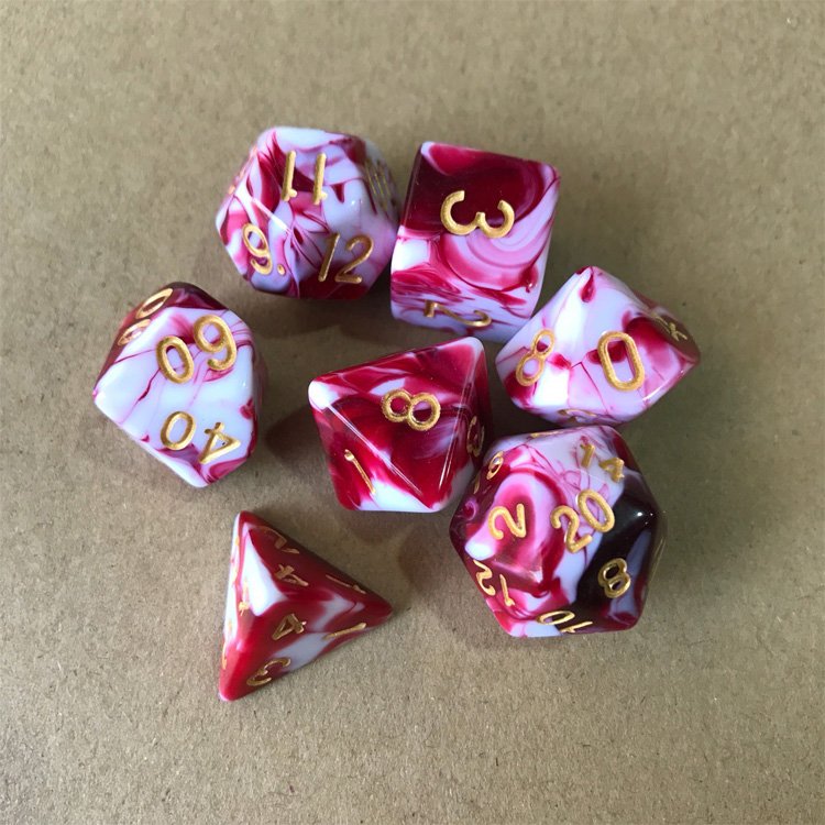 Custom colored acrylic plastic double-color dice customized game set 7pcs polyhedral dnd resin dice