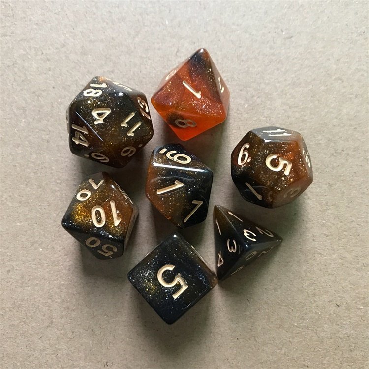 Multiple Color Options 7-die Polyhedral Acrylic Gambling DND Dice for Home Party