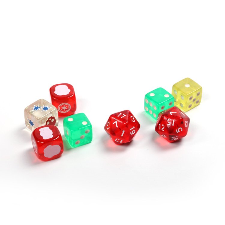 Plastic custom 10 kinds of color 14mm rounded transparent gifts toys dice set