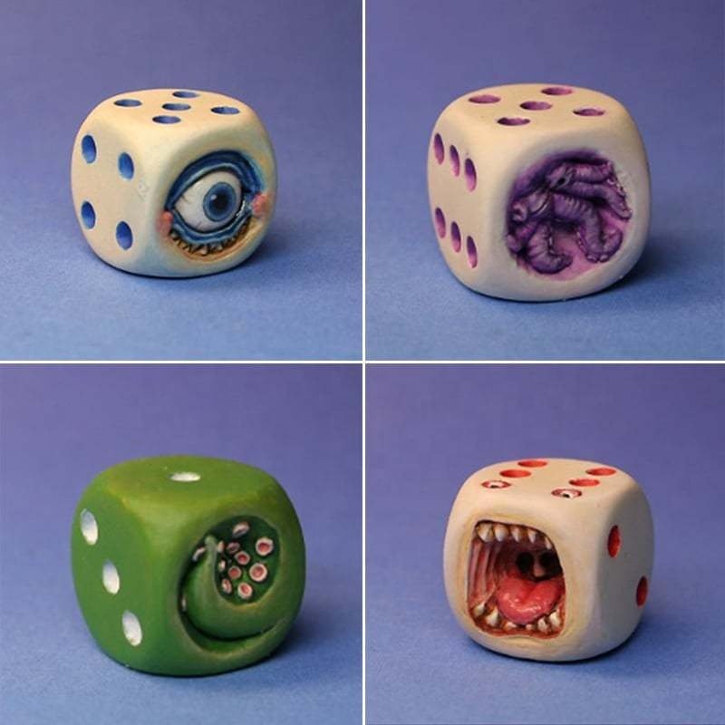 Unique Design DND Ugly Weird Funny Monster Resin Dice Set for Role Playing Game
