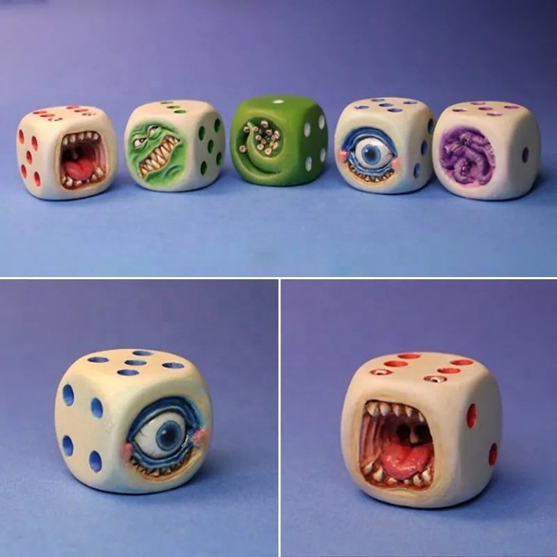 Unique Design DND Ugly Weird Funny Monster Resin Dice Set for Role Playing Game