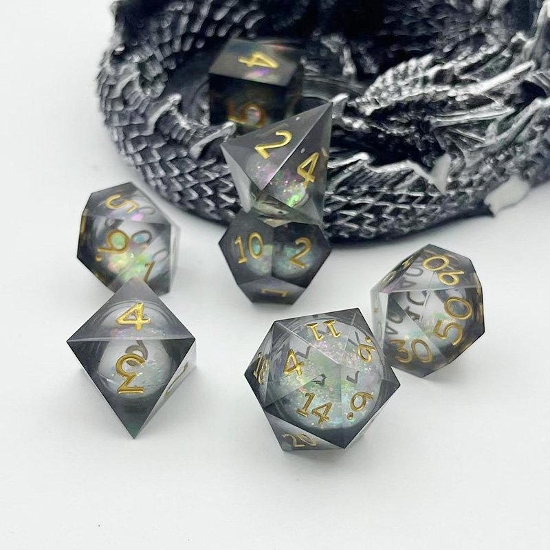 New design liquid Quicksand resin dice polyhedron DND custom Dungeons & Dragons table game can be customized