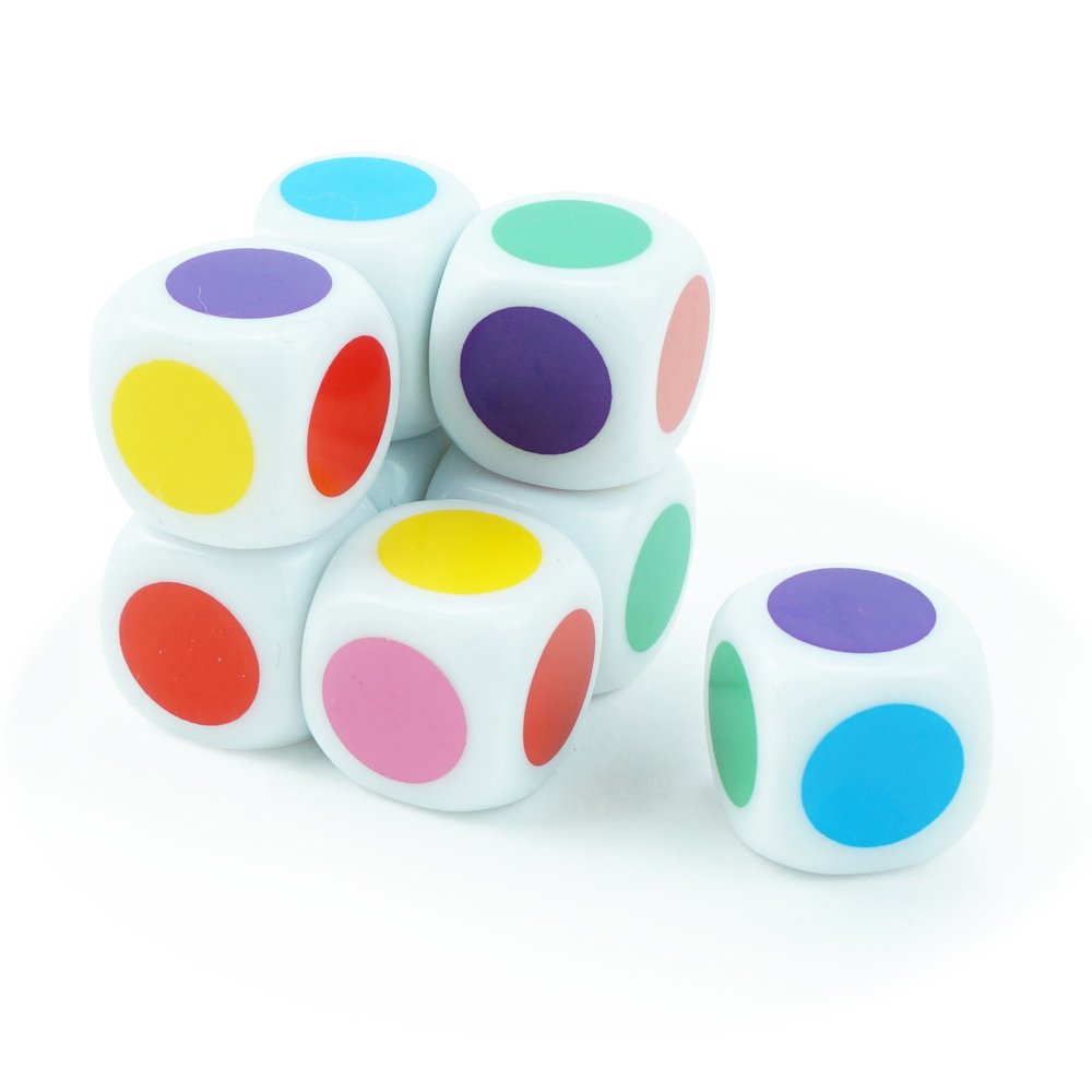 Wholesale custom d6 sided white dice16mm colorful printing acrylic smooth surface dices board game accessarries dice