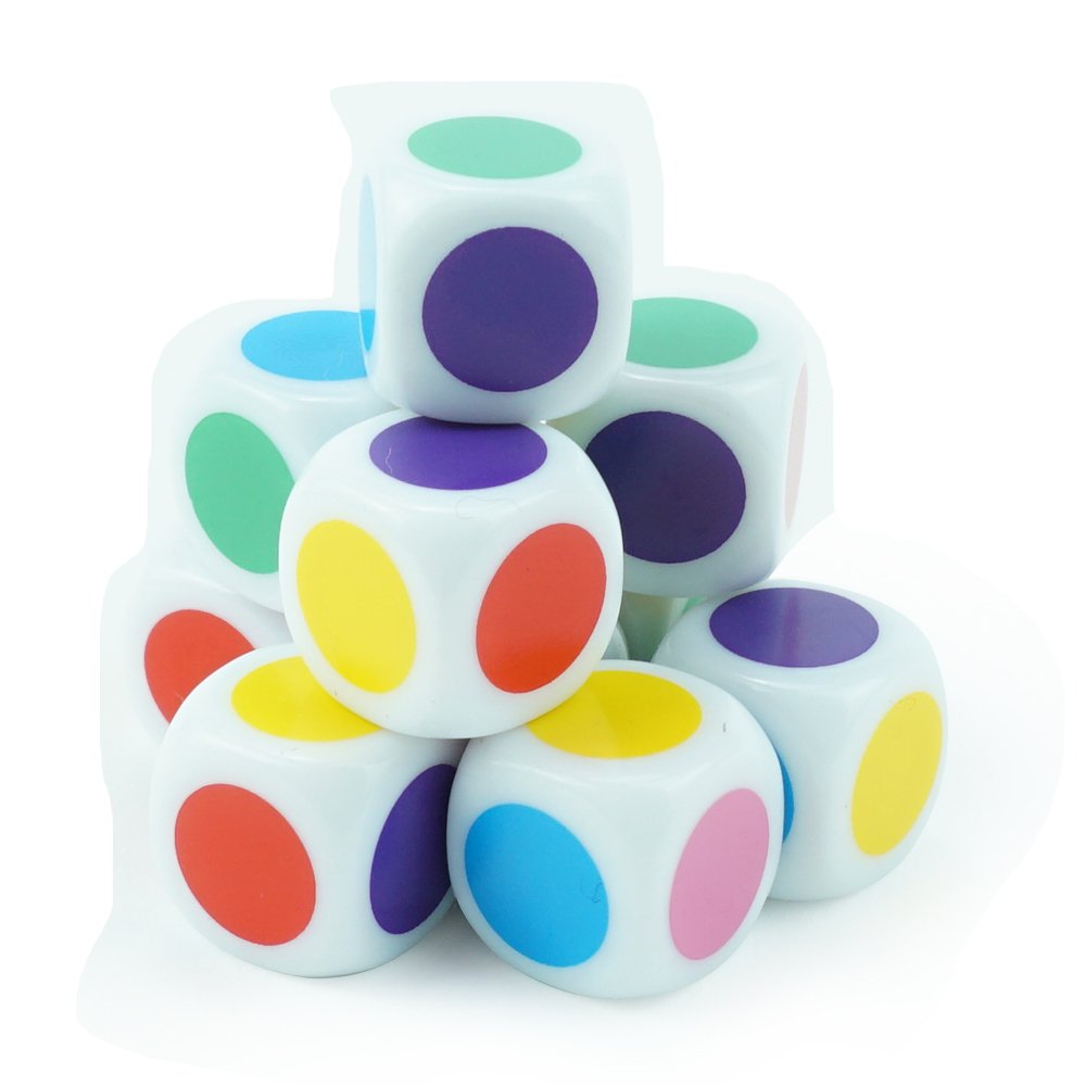Wholesale custom d6 sided white dice16mm colorful printing acrylic smooth surface dices board game accessarries dice
