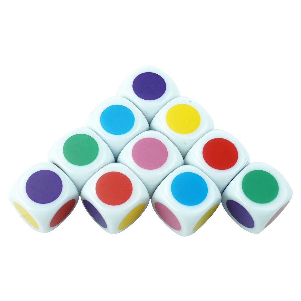 Wholesale custom d6 sided white dice16mm colorful printing acrylic smooth surface dices board game accessarries dice