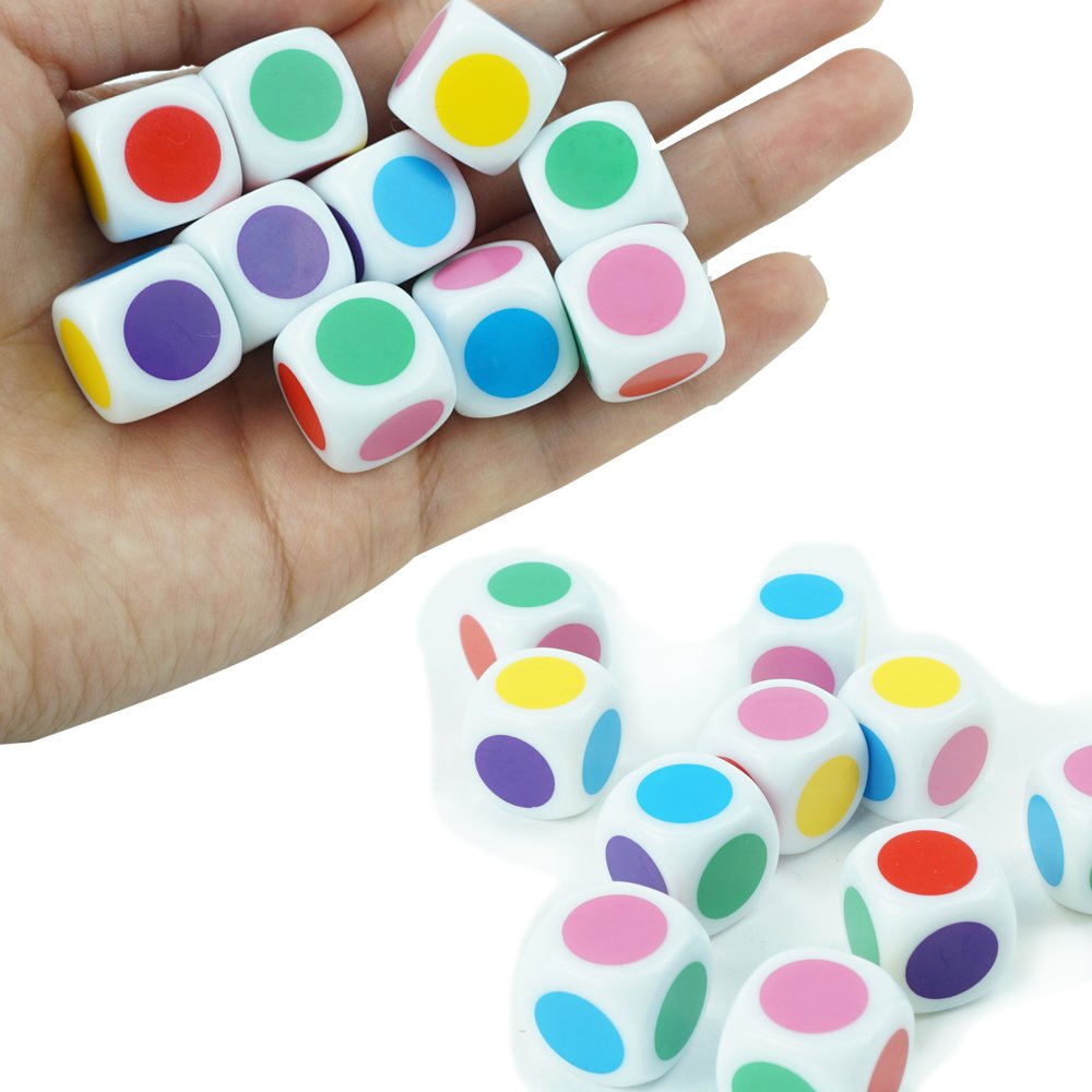 Wholesale custom d6 sided white dice16mm colorful printing acrylic smooth surface dices board game accessarries dice