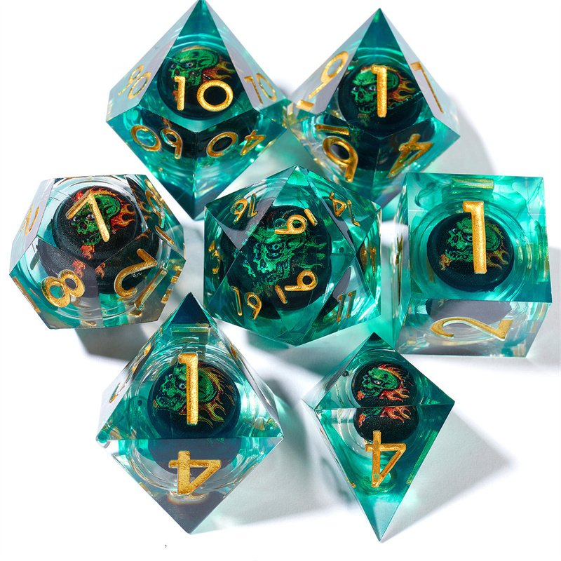 7-piece Rpg resin longan dice set, Dnd role-playing gift tabletop game resin Dnd dice set