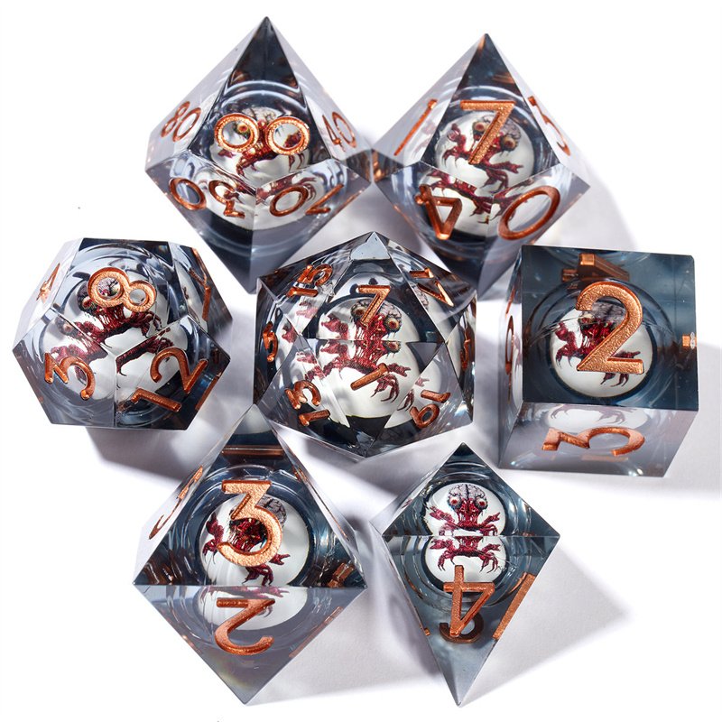 7-piece Rpg resin longan dice set, Dnd role-playing gift tabletop game resin Dnd dice set