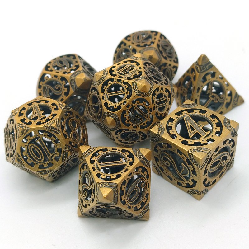 Gear metal cutout dice set Dungeons & Dragons COC Running Group TPRG polyhedral board game dice