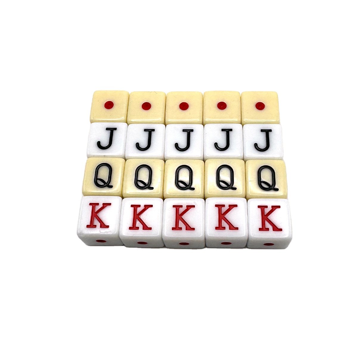 10pcs Spanish Poker Dice Ivory 6 Sided Square JQK Dice Plastic Table Game Dice Set White 16mm 6-Sided Card Symbols Dot K Q J 8 7