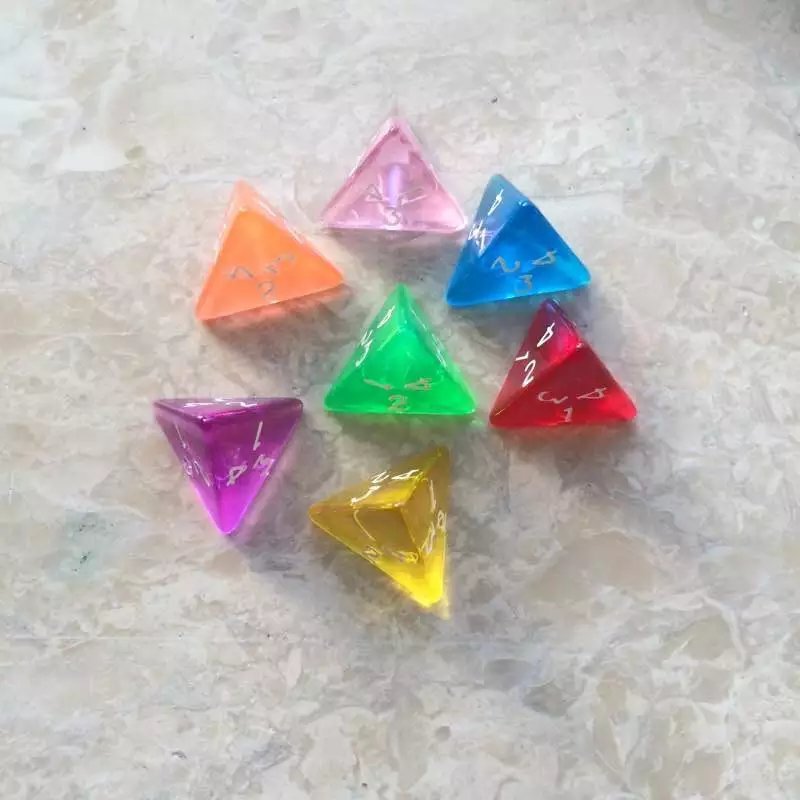 Hot selling 4-sided transparent multi-color dice two different arrangements of color dice DND game counting toys dice