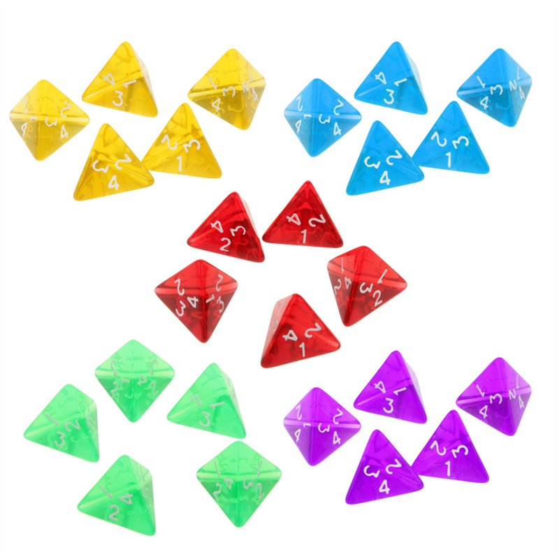 Hot selling 4-sided transparent multi-color dice two different arrangements of color dice DND game counting toys dice