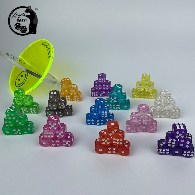 custom D6 resin Small Polyhedral Dice 12mm Transparent Multi-Color Dice Game Children's games