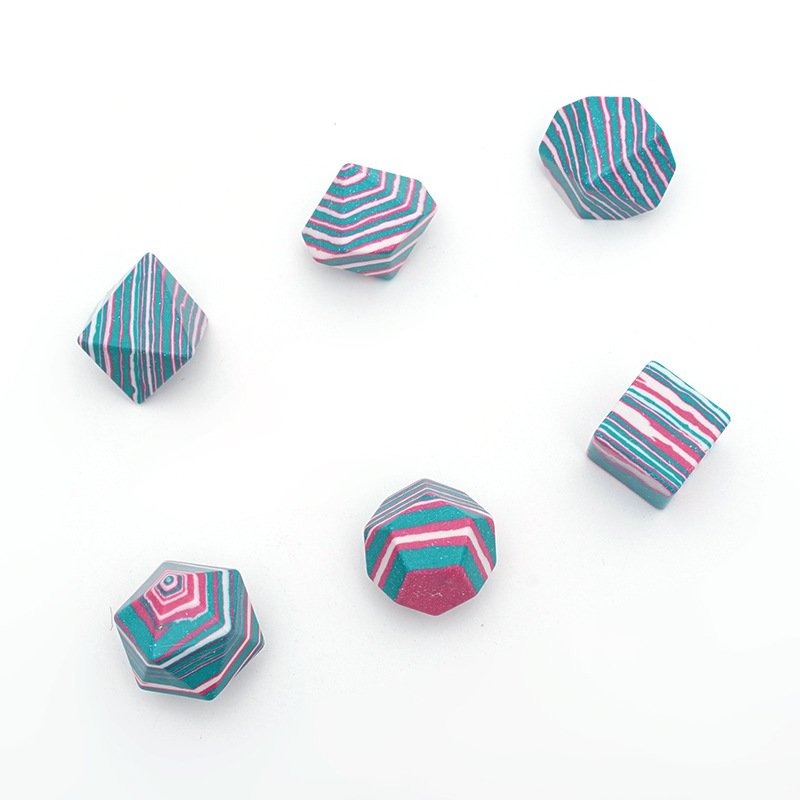 Artificial Striped Red Green Turquoise Dice Polyhedral Custom Logo Dungeons and Dragons DND RPG Gemstone Blank Dice Set
