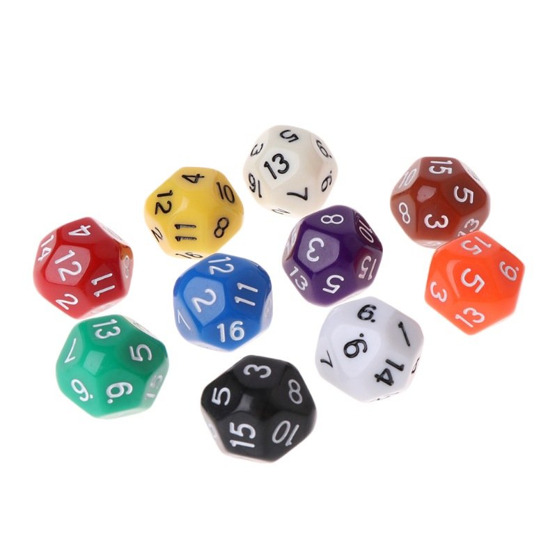 Polyhedral D16 18mm Number Digital DND RPG Board Game Polyhedral Acrylic Dice