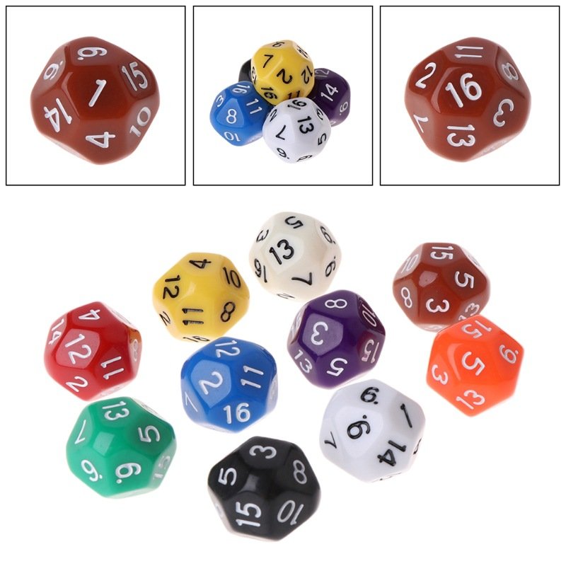 Polyhedral D16 18mm Number Digital DND RPG Board Game Polyhedral Acrylic Dice